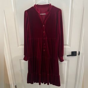 Deep red velvet dress
